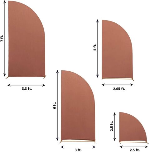 Efavormart Set of 4 Terracotta Spandex Half Moon Arch Covers, Custom Fit Chiara Backdrop Slipcovers 2.5ft-7ft for Earthy Boho Weddings and Desert Events in Kuwait