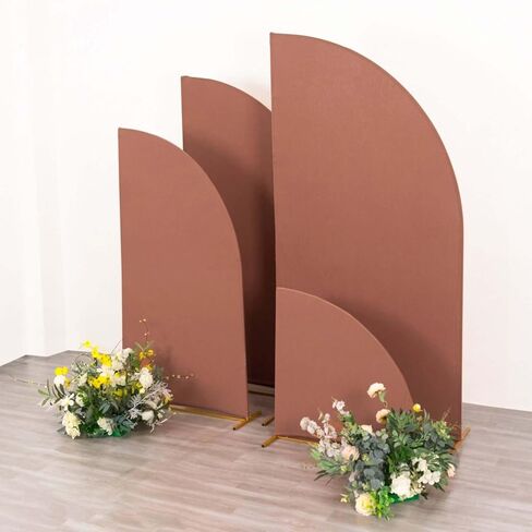 Efavormart Set of 4 Terracotta Spandex Half Moon Arch Covers, Custom Fit Chiara Backdrop Slipcovers 2.5ft-7ft for Earthy Boho Weddings and Desert Events in Kuwait