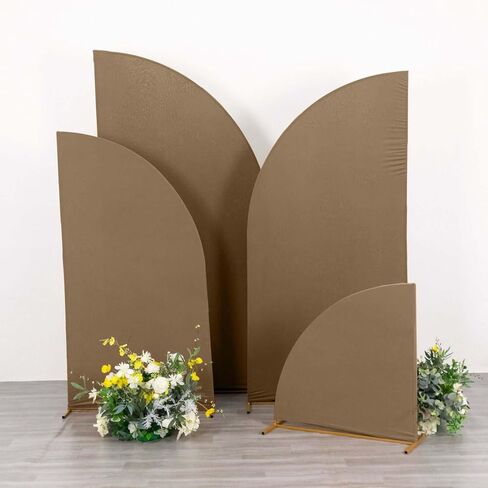 Efavormart Set of 4 Terracotta Spandex Half Moon Arch Covers, Custom Fit Chiara Backdrop Slipcovers 2.5ft-7ft for Earthy Boho Weddings and Desert Events in Kuwait