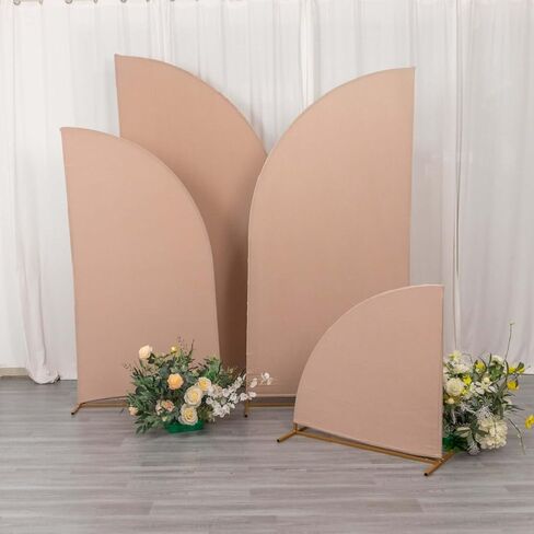 Efavormart Set of 4 Terracotta Spandex Half Moon Arch Covers, Custom Fit Chiara Backdrop Slipcovers 2.5ft-7ft for Earthy Boho Weddings and Desert Events in Kuwait