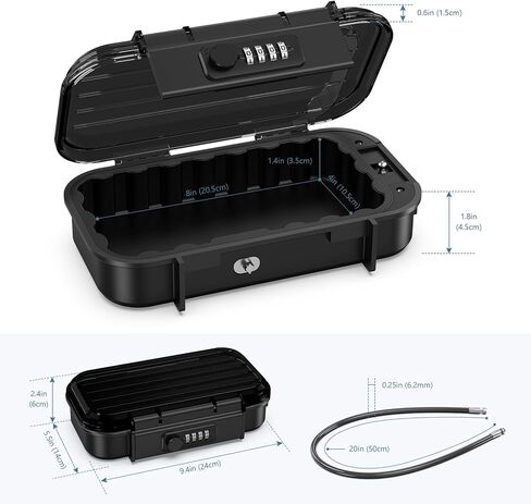 Portable Safe Box, Travel Safe Box for Beach, Combination Safe Anti-Theft Lock Box, Waterproof Mini Security Case with Removable Wire Rope Security Box for Office,Hotel,Cars in Saudi Arabia
