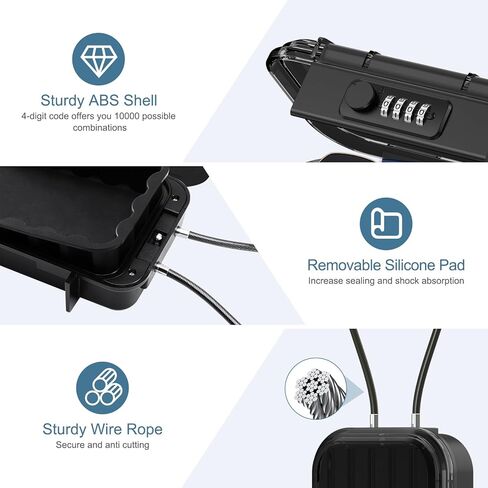 Portable Safe Box, Travel Safe Box for Beach, Combination Safe Anti-Theft Lock Box, Waterproof Mini Security Case with Removable Wire Rope Security Box for Office,Hotel,Cars in Saudi Arabia