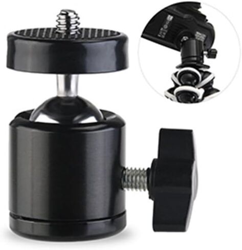 Aluminum Alloy for MINI Swivel Ball Head for DSLR Cameras and Hero, 360 Degree Tripod Mount Adapter with Quick Lock Knob, Lightweight Portable Bracket for Projector Light, Black, 2 Pack in Kuwait
