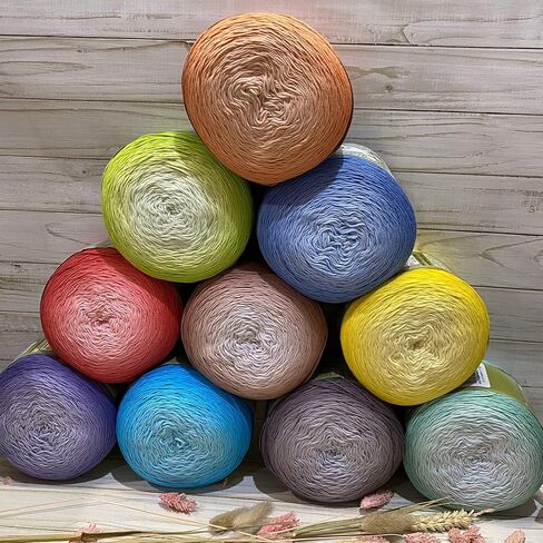 Alize Bella Ombre Batik 100% Cotton Yarn 1 Big Skein 250 gr 900 mt 984 Yards (7414), Yellow in Saudi Arabia