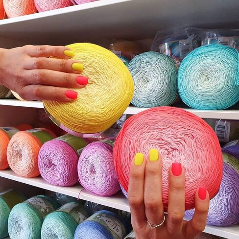 Alize Bella Ombre Batik 100% Cotton Yarn 1 Big Skein 250 gr 900 mt 984 Yards (7414), Yellow in Saudi Arabia