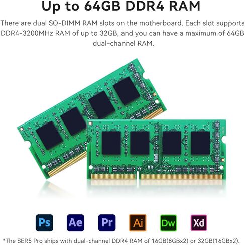 كمبيوتر صغير Beelink SER5، معالج AMD Ryzen 7 5800H، كمبيوتر صغير مع ذاكرة الوصول العشوائي DDR4 سعة 16 جيجا بايت/500 جيجا بايت M.2 NVMe 2280 SSD، 4K FPS/شاشة عرض ثلاثية الشاشات/WiFi 6/BT5.2/دعم التشغيل التلقائي in Kuwait
