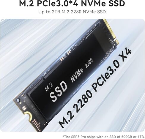 كمبيوتر صغير Beelink SER5، معالج AMD Ryzen 7 5800H، كمبيوتر صغير مع ذاكرة الوصول العشوائي DDR4 سعة 16 جيجا بايت/500 جيجا بايت M.2 NVMe 2280 SSD، 4K FPS/شاشة عرض ثلاثية الشاشات/WiFi 6/BT5.2/دعم التشغيل التلقائي in Kuwait