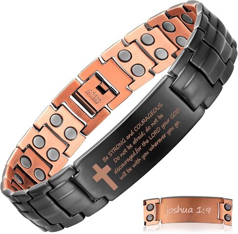 MagEnergy Pure Copper Bracelet for Men,Copper Magnetic Bracelet with 3500 Gauss Magnets,Adjustable Christian Cross Bracelet Jewelry Gift with Sizing Tool in Saudi Arabia