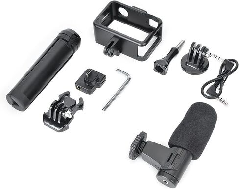 Sport Camera Microphone 3.5mm USB C Audio Adapter with Aluminum Alloy Protection Frame and Tripod for - Clear Voice Capture, Stable Support, Perfect for Outdoor Vlogging in Kuwait