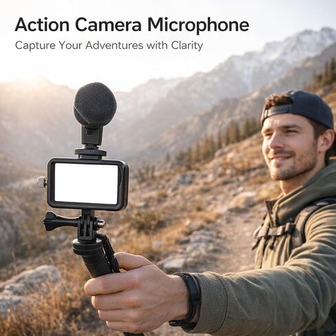 Sport Camera Microphone 3.5mm USB C Audio Adapter with Aluminum Alloy Protection Frame and Tripod for - Clear Voice Capture, Stable Support, Perfect for Outdoor Vlogging in Kuwait