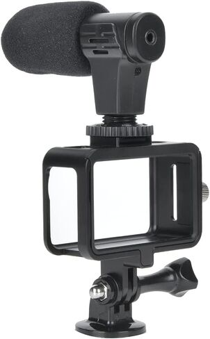 Sport Camera Microphone 3.5mm USB C Audio Adapter with Aluminum Alloy Protection Frame and Tripod for - Clear Voice Capture, Stable Support, Perfect for Outdoor Vlogging in Kuwait