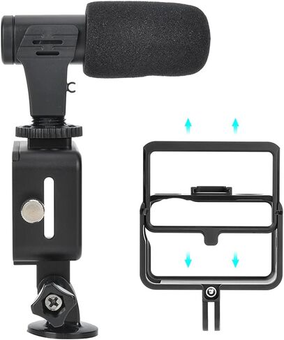 Sport Camera Microphone 3.5mm USB C Audio Adapter with Aluminum Alloy Protection Frame and Tripod for - Clear Voice Capture, Stable Support, Perfect for Outdoor Vlogging in Kuwait