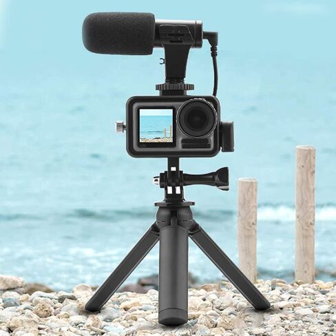 Sport Camera Microphone 3.5mm USB C Audio Adapter with Aluminum Alloy Protection Frame and Tripod for - Clear Voice Capture, Stable Support, Perfect for Outdoor Vlogging in Kuwait