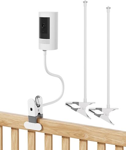 مشبك تثبيت مرن على شكل رقبة معقوفة لكاميرا Ring Stick Up Cam (الجيل الثالث)، كاميرا خارجية بالإضافة إلى بطارية Stick Up Cam Pro، دعامة مشبك بدون مثقاب مع تعديل 360 درجة، حامل كاميرا عالمي 1/4 بوصة - أبيض، عبوتان in Kuwait