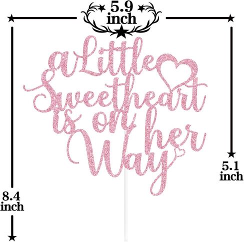 غلاف كعكة Red Glitter A Little Sweetheart is on Her Way، مستلزمات تزيين حفلات استقبال المولود الجديد in Kuwait