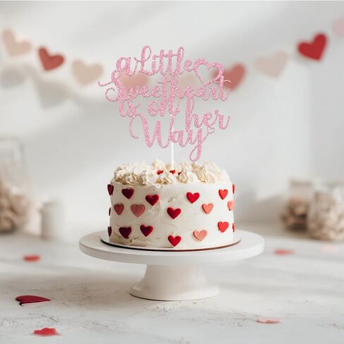 غلاف كعكة Red Glitter A Little Sweetheart is on Her Way، مستلزمات تزيين حفلات استقبال المولود الجديد in Kuwait