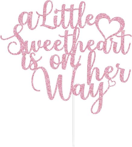 غلاف كعكة Red Glitter A Little Sweetheart is on Her Way، مستلزمات تزيين حفلات استقبال المولود الجديد in Kuwait