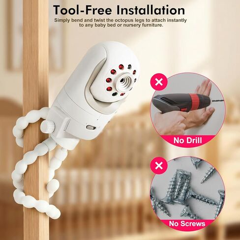 حامل ثلاثي القوائم مرن لمراقبة الأطفال متوافق مع Infant Optics DXR-8 Pro، Nanit Pro، Owlet، Eufy، HelloBaby، Motorola، Vtimes، Arenti، VTech، Babysense وغيرها من كاميرات الأطفال مع فتحة لولبية 1/4 in Kuwait