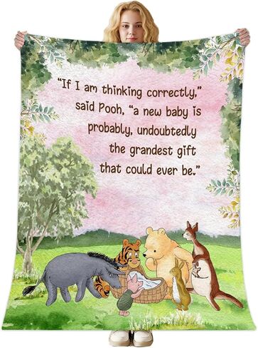 Classic Pooh Blanket for Babies, Winnie Quotes Nap Blankets for Girls, Newborn Photography Background Decor, Pink Blanket Decor, for New Parents(39.4 * 47.2IN) in Saudi Arabia