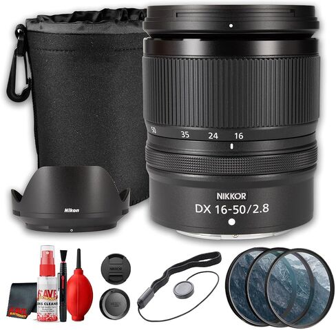 Nikon NIKKOR Z DX 16-50mm f/2.8 VR Lens for Z APS-C Mirrorless Cameras, 24-75mm Equivalent Standard Zoom, Compact Lightweight Design Bundle with 67mm Filter Kit, Cap Keeper, Case + More in Kuwait