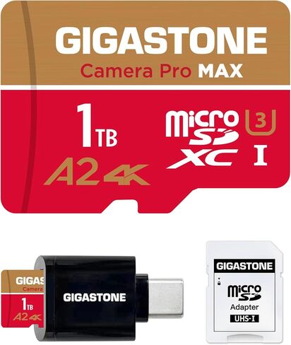 [5-Yrs Free Data Recovery] Gigastone 512GB 2-Pack Micro SD Card, 4K Game Pro, A2 V60 MicroSDXC Memory Card for Gopro, Action Cams, 4K UHD Video, Up to 160/100 MB/s, UHS-I U3 C10 with Adapter in Saudi Arabia