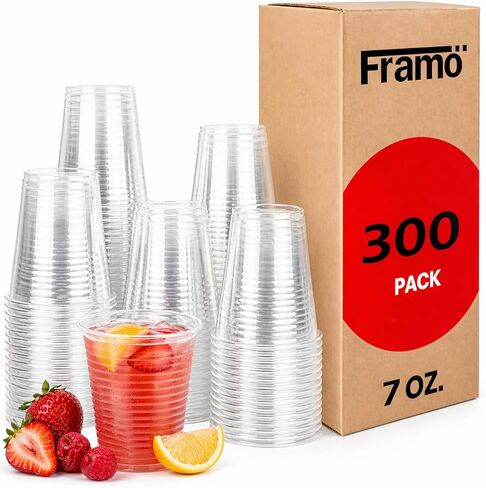 Framo 3oz Clear Plastic Cups (300 Pack) Disposable Mouthwash, Bathroom, Espresso Cups Ideal for Whiskey, Drinking Tasting, Food Sample and Party in Saudi Arabia