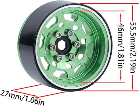 DJX RC Wheels 4pcs 1.9 بوصة Beadlock RC Rims المحور لمجموعة 1:10 RC Crawler Car Axial SCX10 II 90046 SCX10 III TRX4 D90 12mm hex upgrade accessisory (Green) in Kuwait