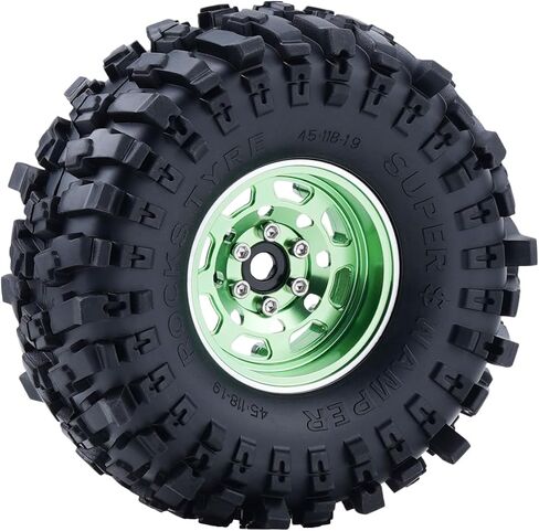 DJX RC Wheels 4pcs 1.9 بوصة Beadlock RC Rims المحور لمجموعة 1:10 RC Crawler Car Axial SCX10 II 90046 SCX10 III TRX4 D90 12mm hex upgrade accessisory (Green) in Kuwait