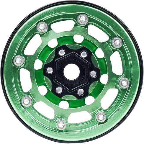 DJX RC Wheels 4pcs 1.9 بوصة Beadlock RC Rims المحور لمجموعة 1:10 RC Crawler Car Axial SCX10 II 90046 SCX10 III TRX4 D90 12mm hex upgrade accessisory (Green) in Kuwait