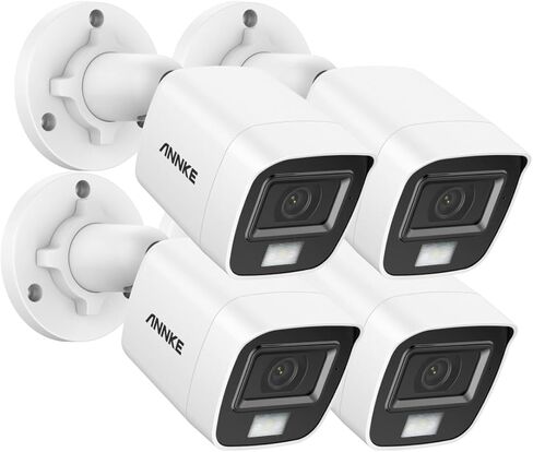ANNKE 4 كاميرات أمان سلكية معبأة 3K، كاميرات CCTV ذكية مزدوجة الضوء HD TVI إضافية مع ميكروفون مدمج ورؤية ليلية ملونة، كاميرا رصاصة للمراقبة المنزلية مقاومة للطقس IP67 in Kuwait