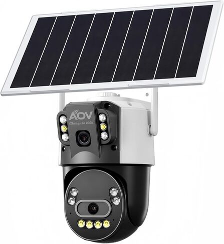 كاميرا JideTech 6MP مزدوجة العدسات للأمن الشمسي واي فاي في الهواء الطلق، تسجيل AOV دائمًا، PTZ 320 درجة عموم 90 درجة إمالة، لوحة شمسية 8 وات وبطارية 16000 مللي أمبير، رؤية ليلية بالألوان الكاملة، تتبع تلقائي بشري in Kuwait