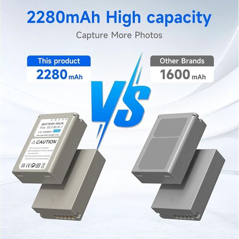 BLN-1 Replacement Battery and Charger, 2 Pack 2280mAh OM-D E-M5 Battery for Olympus BLN-1, BCN-1 and Olympus OM-D E-M1, OM-D E-M5, Pen E-P5, Pen-F, Pen E-P5, HLD-6 Digital Camera in Kuwait
