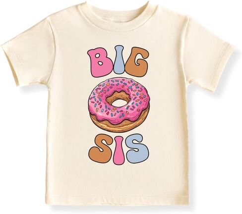 تي شيرت Big Sister Donut Tee Sister Baby، تي شيرت للأطفال والصغار - تي شيرت لطيف للفتيات Big Sister Surprise in Kuwait