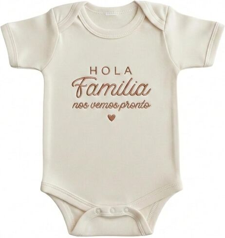 مطرزة Hola Familia Nos Vemos Pronto، إعلان الحمل باللغة الإسبانية، هدية العمة والأجداد، هدية لحديثي الولادة، E3 in Kuwait
