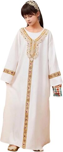 Toddler Baby Girls Muslim Abaya Prayer Dress Ruffle Long Sleeve V-Neck Tulle Dubai Robe 2026 Ramadan Eid Eid Kaftan in Saudi Arabia