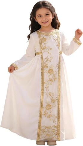 Toddler Baby Girls Muslim Abaya Prayer Dress Ruffle Long Sleeve V-Neck Tulle Dubai Robe 2026 Ramadan Eid Eid Kaftan in Saudi Arabia