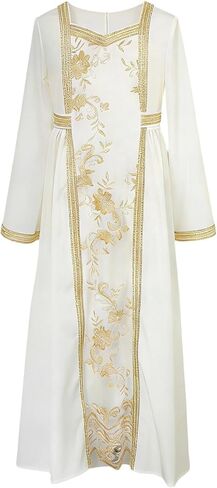Toddler Baby Girls Muslim Abaya Prayer Dress Ruffle Long Sleeve V-Neck Tulle Dubai Robe 2026 Ramadan Eid Eid Kaftan in Saudi Arabia