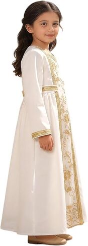 Toddler Baby Girls Muslim Abaya Prayer Dress Ruffle Long Sleeve V-Neck Tulle Dubai Robe 2026 Ramadan Eid Eid Kaftan in Saudi Arabia