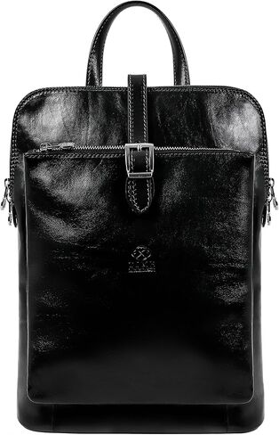 Time Resistance Leather Backpack Convertible to Shoulder Bag Full Grain Real Leather Travel Satchel Rucksack (Black) in Saudi Arabia