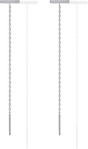 PAVOI 14K Gold Plated 925 Sterling Silver Post Threader Earrings for Women | Minimalist Gold Chain Earrings Double Piercings | Dangle Twist Wavy Earrings in Kuwait
