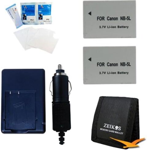 NB-5L بطارية وشاحن سريع للسفر 5 قطع مجموعة احترافية واقيات الشاشة ومحفظة بطاقة الذاكرة Canon PowerShot S100 S110 SX200 SX210 SD990 is SX230 in Kuwait