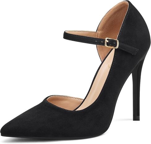 Elisabet Tang Women's Elegant 4 Inch Pumps Sexy Closed Toe Stilettos Classic Pointed Toe Heels Adjustable Ankle Strap Work Party Date Shoes in Kuwait