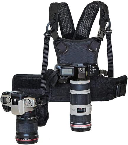 AH1 Camera Shoulder Harness for 2 Cameras, Carrier Chest Vest with 38mm Square Arca Mount Plate for Canon Nikon Sony in Saudi Arabia