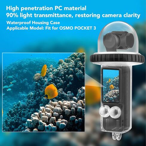 Pomya OSMO 3 Case 40M Dive Housing، غطاء واقي مضاد للضباب تحت الماء مع واجهة مزدوجة للسباحة والغوص وركوب الأمواج، مادة PC عالية الشفافية in Kuwait