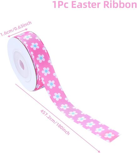 1 Roll 5 Yard Happy Easter Ribbon, Text Patterns Grosgrain Ribbon, Soft Natural Craft Fabric Decorative Wrapping for Wreath Gift Wrapping Spring Basket Decoration Sewing Supplies in Saudi Arabia