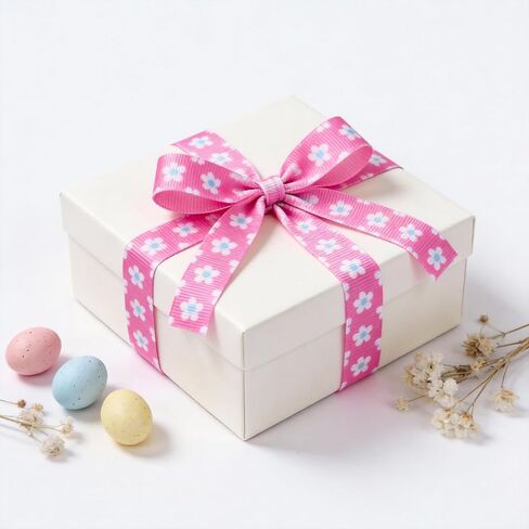 1 Roll 5 Yard Happy Easter Ribbon, Text Patterns Grosgrain Ribbon, Soft Natural Craft Fabric Decorative Wrapping for Wreath Gift Wrapping Spring Basket Decoration Sewing Supplies in Saudi Arabia