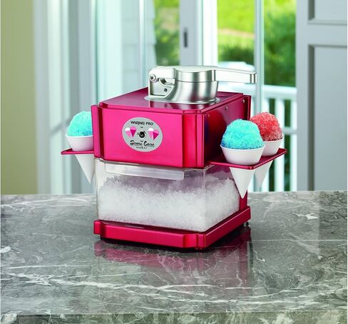 Cuisinart SCM-10P1 Snow Cone Maker, Professional Motor and Blade Mechanism has Interlock Safety Feature that Creates Real Shaved Ice for Snow Cones, Slushies', Frozen Lemonades or Adult Drinks, Red in Saudi Arabia