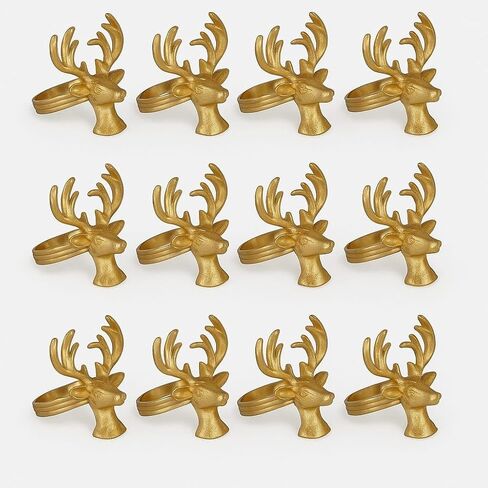 ITOS365 Napkin Rings Set of 12 for Dining Table Decoration Parties Everyday Metal Napkin Holder Deer Gold (Pack of 12) in Saudi Arabia