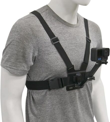5 PCS Chest Mount Strap for Action Cameras and Phone - Include Chest Strap, Long Curved Screw, AEE Adapter, Phone Holder, J-Hook Mount, Compatible with All Action Cameras and Smartphone in Kuwait