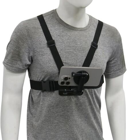 5 PCS Chest Mount Strap for Action Cameras and Phone - Include Chest Strap, Long Curved Screw, AEE Adapter, Phone Holder, J-Hook Mount, Compatible with All Action Cameras and Smartphone in Kuwait